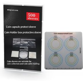Coin Protect Sleeves and Coin Measuring Card Collection Supplies,3 Options, not Included Cardboard Coin Holders,Plastic Coin Capsules, Coin Storage Protectors Boxes (1000) in Kuwait