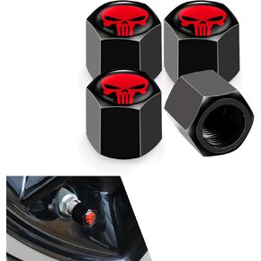 4PCS Skull Tire Valve Stem Caps, Airtight Car Wheel Tire Caps, Aluminum Car Valve Stem Covers, Universal Tire Air Cap for Car, Bicycle, Car Decor Accessories for Men and Women (Red) in Kuwait