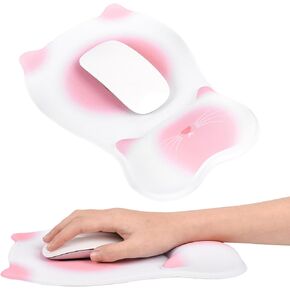Ergonomic Mouse Pad with Wrist Rest, Soft Memory Foam Mousepad Wrist Cushion Support, Cute Cat Non-Slip Base Gaming Mouse Pad for Home Office Computer Laptop (Black) in Kuwait