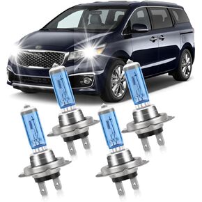 Headlight Bulbs for Kia Sedona 2001-2005, 2015-2018, H7 Halogen High and H7 Low Beam Combo, 100W Ultra Bright, 6000K White Light, IP68 Waterproof, Plug and Play, 4 Pack in Kuwait