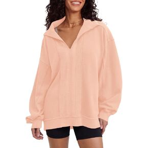 Locachy Women's Casual Oversized Sweatshirt V Neck Long Sleeve Pullover Tops Fashion Outfits Clothes in Kuwait