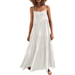 Boho Maxi Dress for Women Sleeveless Spaghetti Strap Long Dresses Flowy Beach Vacation Dresses in Kuwait