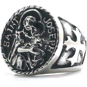 Saint Joseph Cross Stainless Steel Ring, Silver in Saudi Arabia