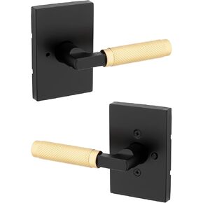 Kwikset Prava Entry Door Knurled Handle with Lock and Key, Secure Keyed Reversible Lever Exterior, for Front Entrance and Bedrooms, Matte Black, Pick Resistant Smartkey Rekey Security and Microban in Kuwait