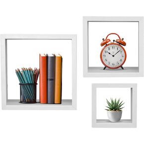 Sorbus Floating Box Shelves — Square Cube Wall Decor Hanging Shelves Decoration — Shelf for Living Room, Bedroom, Trophy Display, Photo Frames in Kuwait