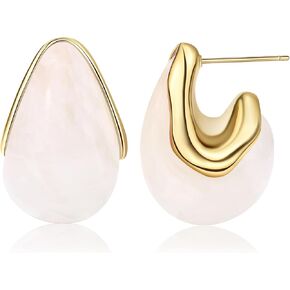 Acrylic Teardrop Hoop Earrings Chunky Gold Dangle Drop Earring Vintage Statement Jewelry for Women in Saudi Arabia