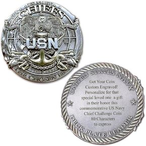 USN Chief Custom Engravable US Military Collectible Challenge Coin in Kuwait