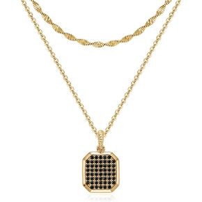 قلادات متعددة الطبقات للنساء، قلادة أنيقة مطلية بالذهب عيار 14 قيراط وقلادة زركونيا مكعبة هدايا مجوهرات ذهبية للنساء in Kuwait