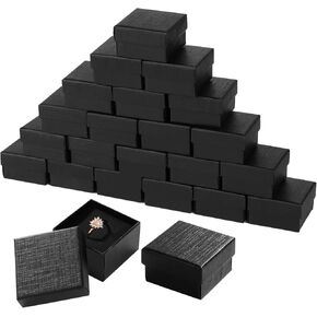 200 قطعة من علب هدايا المجوهرات من الورق المقوى، صناديق سوداء صغيرة مقاس 2 × 2 × 1.2 بوصة للهدايا، وصناديق حلقات القرط، وصناديق الحلقات الكبيرة لتخزين وعرض المجوهرات المتعددة in Kuwait