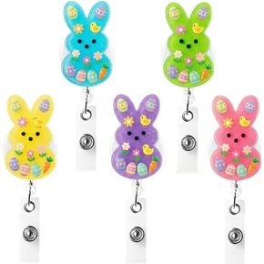 5 حزمة عيد الفصح شارة بكرة قابل للسحب، لطيف الأرنب ممرضة شارة بكرة حامل مضحك الربيع شارة بكرات للنساء، الاكريليك حامل شارة عيد الفصح مساعد طبي ممرضة أساسيات الممرضات هدايا الأسبوع in Kuwait