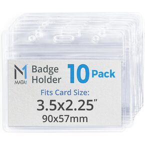 Mata1-USA Extra-Thick Plastic Card Holder (Clear, 3.5x2.25 Inch, 100 Pack), Horizontal Badge Holder for ID Name Badge with Zipper in Kuwait