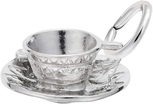 Sterling Silver Charms | Cup & Saucer Charm | Style 0199 | Silver or Gold (Rembrandt Charms 2020 Design) in Kuwait