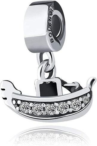 Crystallized Venice Boat Italy Travel Dangle Pendant Charm - 925 Sterling Silver Compatible with Pandora & Similar Charm Bracelets or Necklaces & DIY in Saudi Arabia
