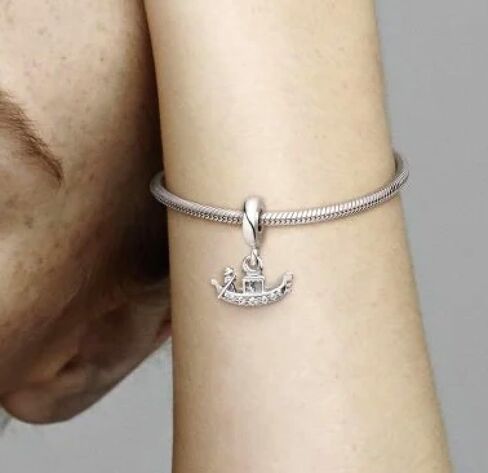 Crystallized Venice Boat Italy Travel Dangle Pendant Charm - 925 Sterling Silver Compatible with Pandora & Similar Charm Bracelets or Necklaces & DIY in Saudi Arabia