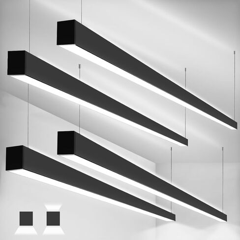 kadision Linkable 4FT LED Linear Light, 3CCT 50/45/40/35/30W 0-10V Dimmable, Suspended Architectural Linear LED Light Fixture with Up/Down Lighting for Office, Retail, ETL-Listed 4-Pack in Kuwait