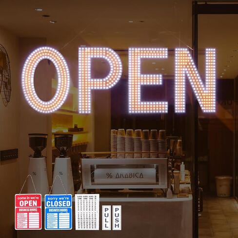 LED Open Signs for Business, 40"x14" Dimmable Large LED Open Light Up Sign with Hanging Installation for Salon Gym Cafes Store Office Bar Hotel Pubs (Cold White) in Saudi Arabia
