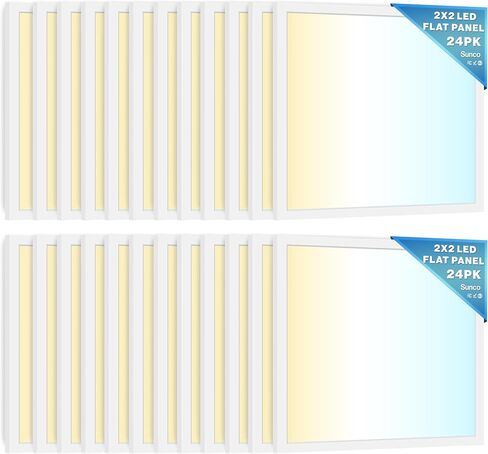 Sunco 24 Pack 2x4 LED Flat Panel Light Drop Ceiling Office Shop Commercial Warehouse Fixture, 5500 Lumens, Selectable Features, 30W/40W/50W, 4000K/5000K/6000K, Dimmable (0-10V), Dustproof ETL. in Kuwait