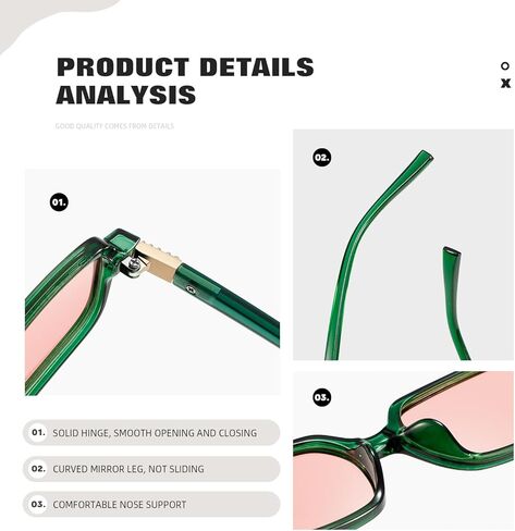 Retro Polarized Rectangular Sunglasses for Women Vintage Fashion Trendy Small 90s Sun Glasses in Saudi Arabia