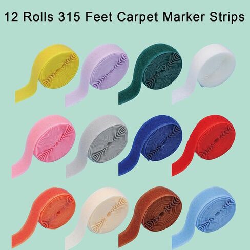 12Roll 315 Feet Carpet Marking Strip for Classrooms Nylon Carpets OfficesCarpet Strip Tape Floor Spots Dots for School Teachers, Bright Colors, and Tear Off Without Leaving Any Marks in Saudi Arabia