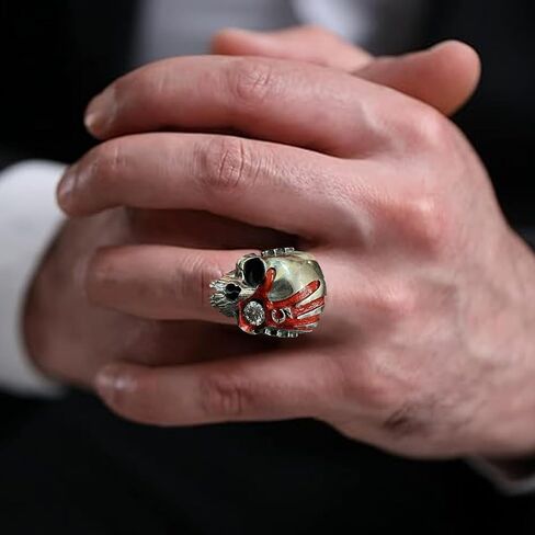 Five Fingers Punch Skull Ring, Vintage Chunky Deathring Silver Black Retro Gothic Jewelry Dainty Goth Ring for Men，Skull Ring for Men & Women - Premium 316L Stainless Steel Gothic Jewelry in Saudi Arabia