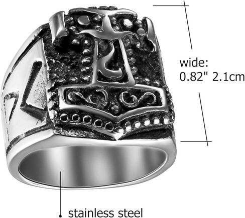 Stainless Steel Ring Norse Mythology Legendary God War Weapon,Quake Ring for Biker Silver Tone Black in Saudi Arabia