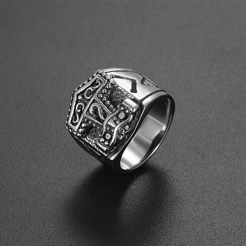 Stainless Steel Ring Norse Mythology Legendary God War Weapon,Quake Ring for Biker Silver Tone Black in Saudi Arabia