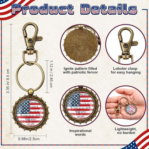 Tondiamo 20 Pcs American Flag Keychains May You Be Proud 250th Anniversary USA Souvenir Gifts for Patriot Veterans in Saudi Arabia