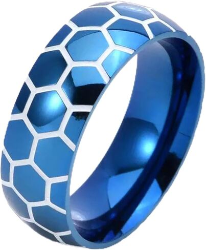 Honeycomb Glow Ring, Geometric Glow in The Dark Stainless Steel Band for Men & Women, Modern Hexagonal Fluorescent Jewelry, Size 6-12 in Black Silver Gold in Saudi Arabia