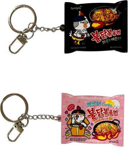 Buldak Ramen Keychain Set – 2 Pack Cute Spicy & Carbonara Ramen Bag Style Acrylic Keychains, Korean Food Novelty Charms for Keys & Backpack in Saudi Arabia
