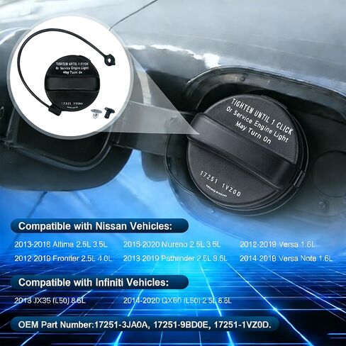 Fuel Tank Cap Gas Cap, Compatible with Nissan 2013-2018 Altima, 2012-2019 Frontier, 2015-2020 Murano, 2013-2019 Pathfinder, 2012-2019 Versa, Infiniti JX35 QX60, Replace# 17251-3JA0A in Kuwait