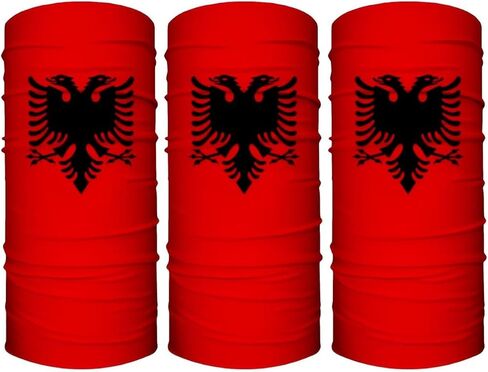 3 Pieces Albanian Flag Bandana, Multifunctional Mask, Neck Gaiter Balaclava, Moisture Wicking, Sun Protection and Breathable, Suitable for Riding Hiking Fishing in Saudi Arabia