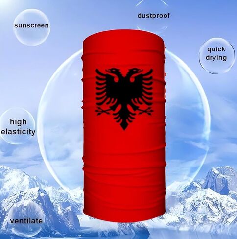 3 Pieces Albanian Flag Bandana, Multifunctional Mask, Neck Gaiter Balaclava, Moisture Wicking, Sun Protection and Breathable, Suitable for Riding Hiking Fishing in Saudi Arabia