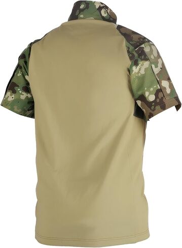 Men's Camo T-Shirts Quick-Dry Combat Tactical Shirt 1/4 Zipper Stretch Short Sleeve T Shirt with 2 Pockets in Saudi Arabia