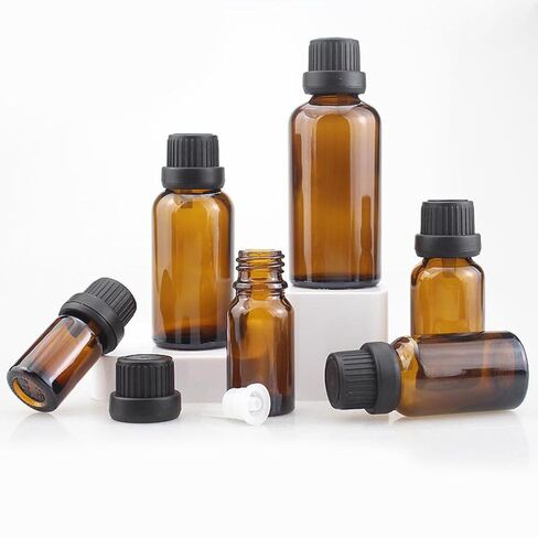 50Pack Set 10ML Amber Glass Bottle with Orifice Reducer and Cap Small Essential Oil Vials (10ML) in Saudi Arabia