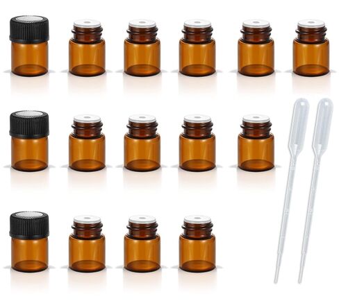 50Pack Set 10ML Amber Glass Bottle with Orifice Reducer and Cap Small Essential Oil Vials (10ML) in Saudi Arabia