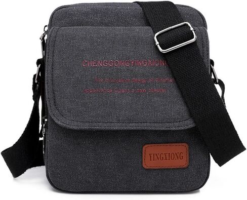 Lage Trendy Large Capacity Crossbody Canvas Handbag For Men Black in Saudi Arabia