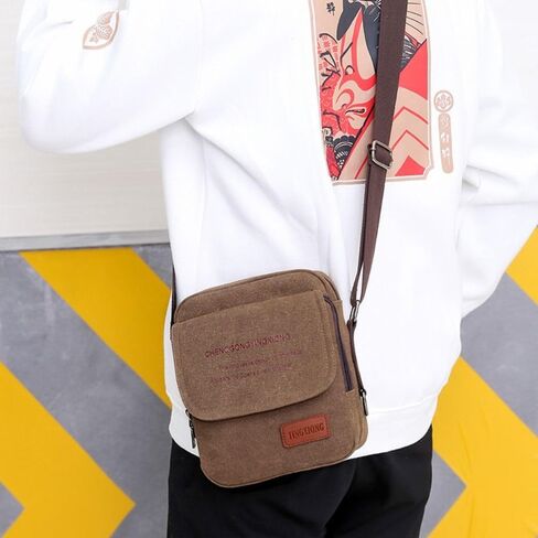 Lage Trendy Large Capacity Crossbody Canvas Handbag For Men Black in Saudi Arabia