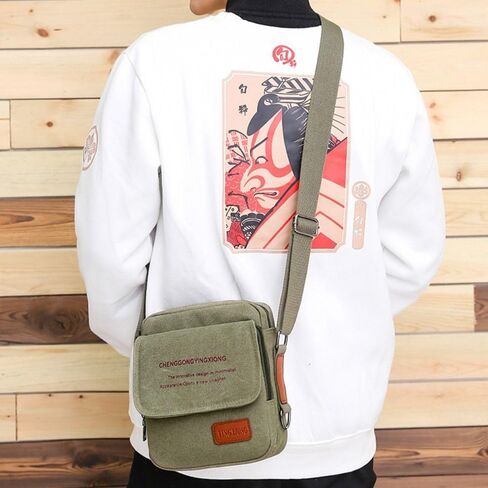 Lage Trendy Large Capacity Crossbody Canvas Handbag For Men Black in Saudi Arabia