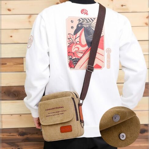 Lage Trendy Large Capacity Crossbody Canvas Handbag For Men Black in Saudi Arabia