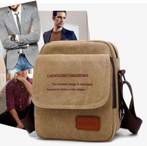Lage Trendy Large Capacity Crossbody Canvas Handbag For Men Black in Saudi Arabia
