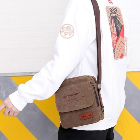 Lage Trendy Large Capacity Crossbody Canvas Handbag For Men Black in Saudi Arabia