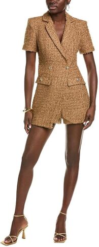 endless rose Women's Short Sleeve Tweed Romper, Brown, M in Kuwait
