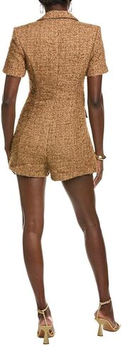 endless rose Women's Short Sleeve Tweed Romper, Brown, M in Kuwait