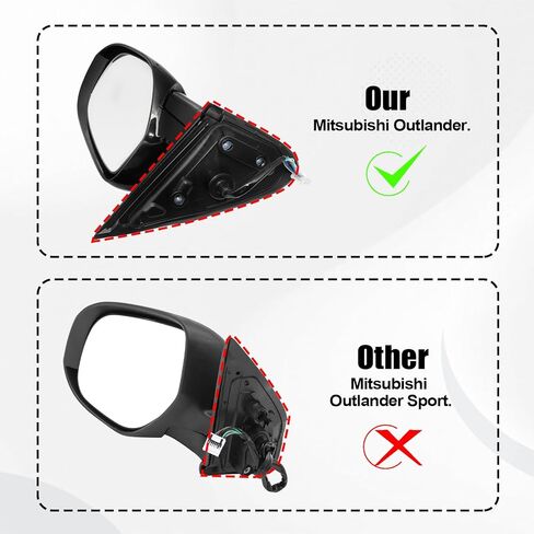 NLQR Right Passenger Side Mirror Compatible with Mitsubishi Outlander 2014-2020 Door Mirrors Replacement Power Heated with Signal White 9 Pins #7632B354 7632B414XA 7632C568 in Saudi Arabia