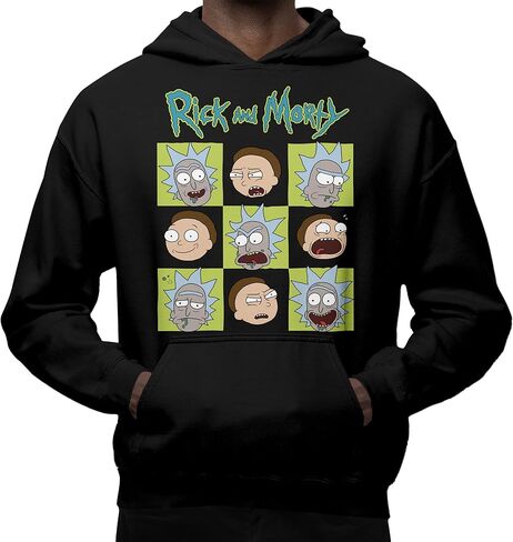 RICK AND MORTY Head Expressions Grid Men's and Women's Pullover Hoodie, Unisex Hooded Sweatshirt in Saudi Arabia