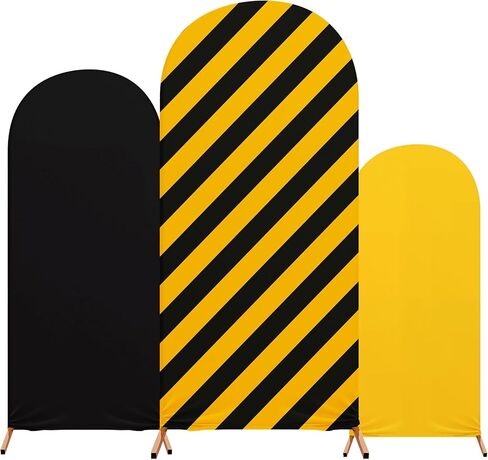 Construction Birthday Party Arch Backdrop Cover Set of 3 Construction Arch Covers Spandex Backdrop Stand Cover 4ft, 5ft, 6ft for Kids Boys Birthday Construction Party Decorations in Kuwait