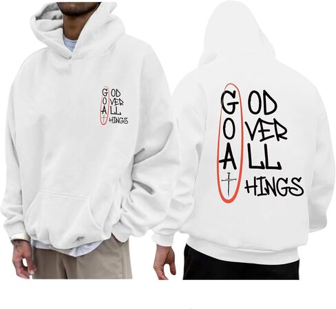 Christian Hoodies for Men Bible Verse God Sweatshirt Jesus Faith Hoodie Inspirational Cross Graphic Vintage Pullover in Kuwait