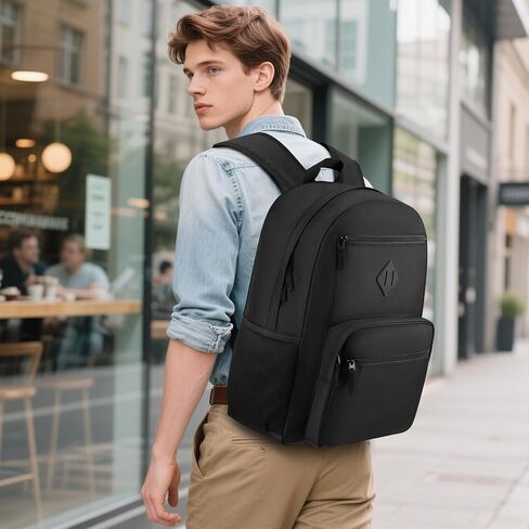 YAMTION Black Backpack,School Bookbag for Teens and Adults Schoolbag Fits 15.6 Inch Laptop Lightweight College Backpack for Daily Commute School in Saudi Arabia