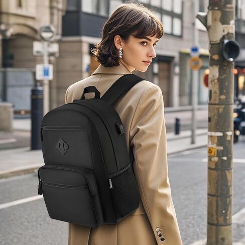 YAMTION Black Backpack,School Bookbag for Teens and Adults Schoolbag Fits 15.6 Inch Laptop Lightweight College Backpack for Daily Commute School in Saudi Arabia