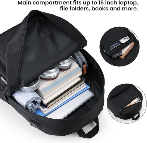 YAMTION Black Backpack,School Bookbag for Teens and Adults Schoolbag Fits 15.6 Inch Laptop Lightweight College Backpack for Daily Commute School in Saudi Arabia